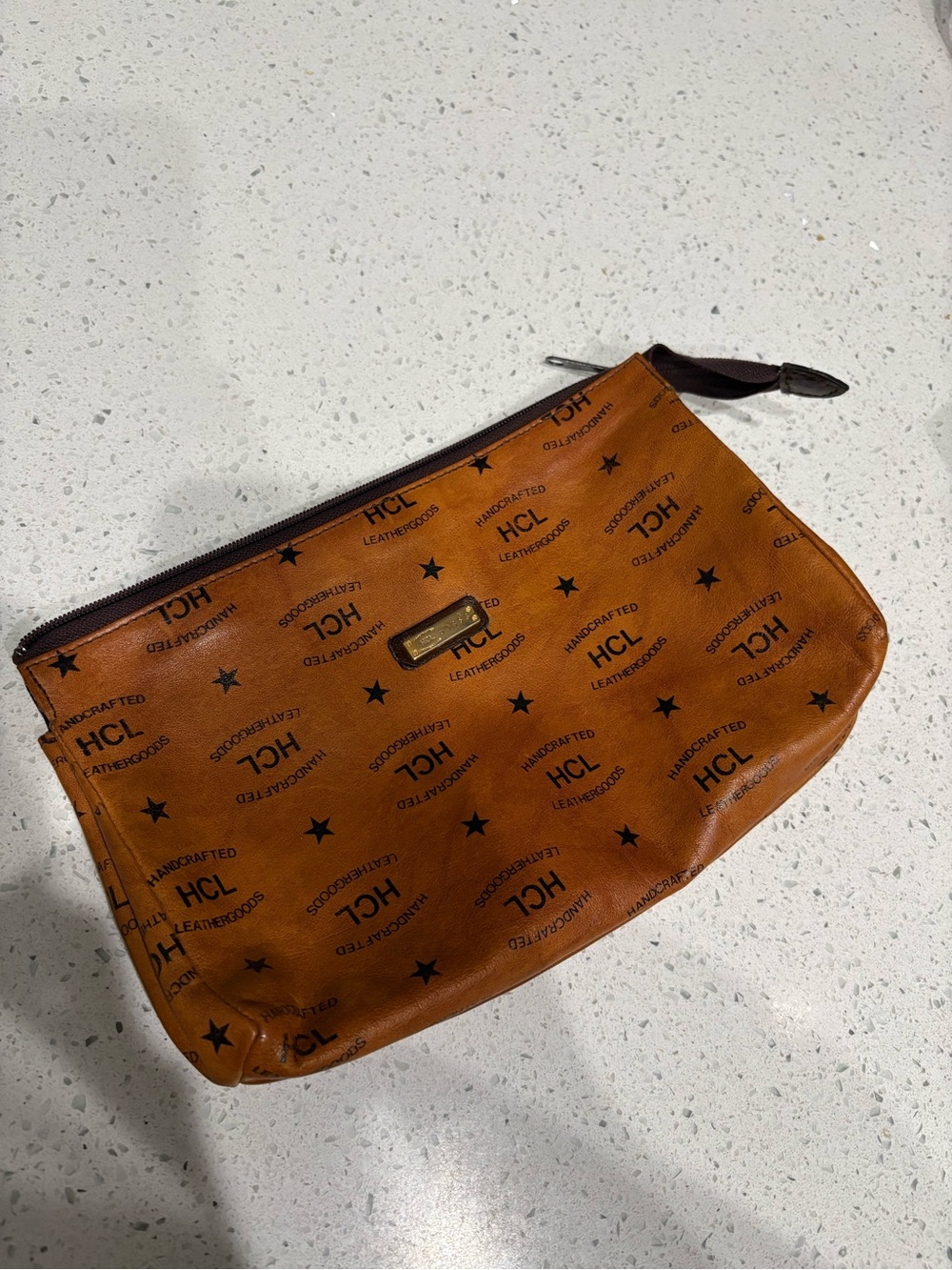 HCL Leather Monogram Vintage Zip Carry Pouch